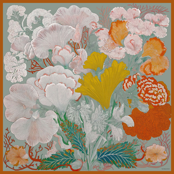 Efilia Desenli Eşarp - Mercan Bahçesi - Kiremit