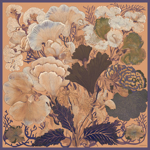 Efilia Desenli Eşarp - Mercan Bahçesi - Açık Kahve