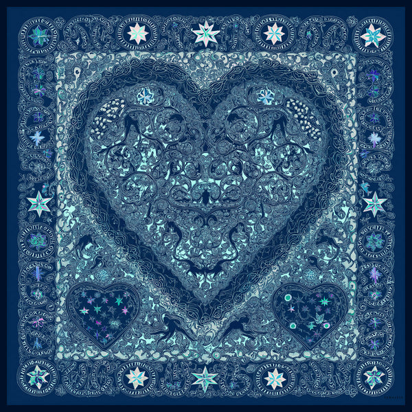 Efilia Desenli Eşarp - Sonsuz Aşk - Lacivert