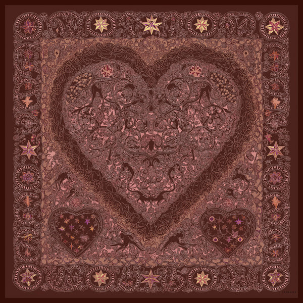 Efilia Desenli Eşarp - Sonsuz Aşk - Kahverengi