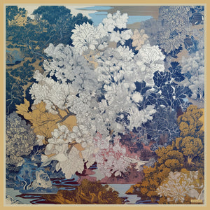 Efilia Desenli Eşarp - Sessiz Mevsimler - Mavi