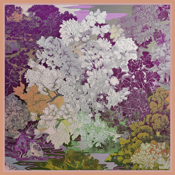 Efilia Desenli Eşarp - Sessiz Mevsimler - Mor