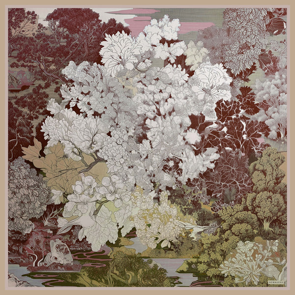 Efilia Desenli Eşarp - Sessiz Mevsimler - Vizon