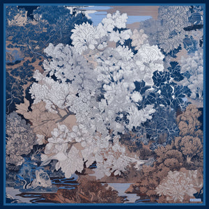 Efilia Desenli Eşarp - Sessiz Mevsimler - Lacivert