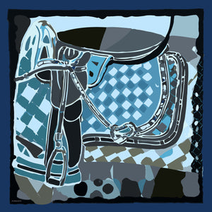 Efilia Desenli Eşarp - Pastel Yolculuk - Lacivert