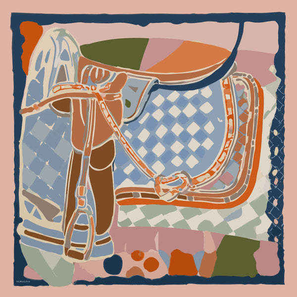 Efilia Desenli Eşarp - Pastel Yolculuk - Somon