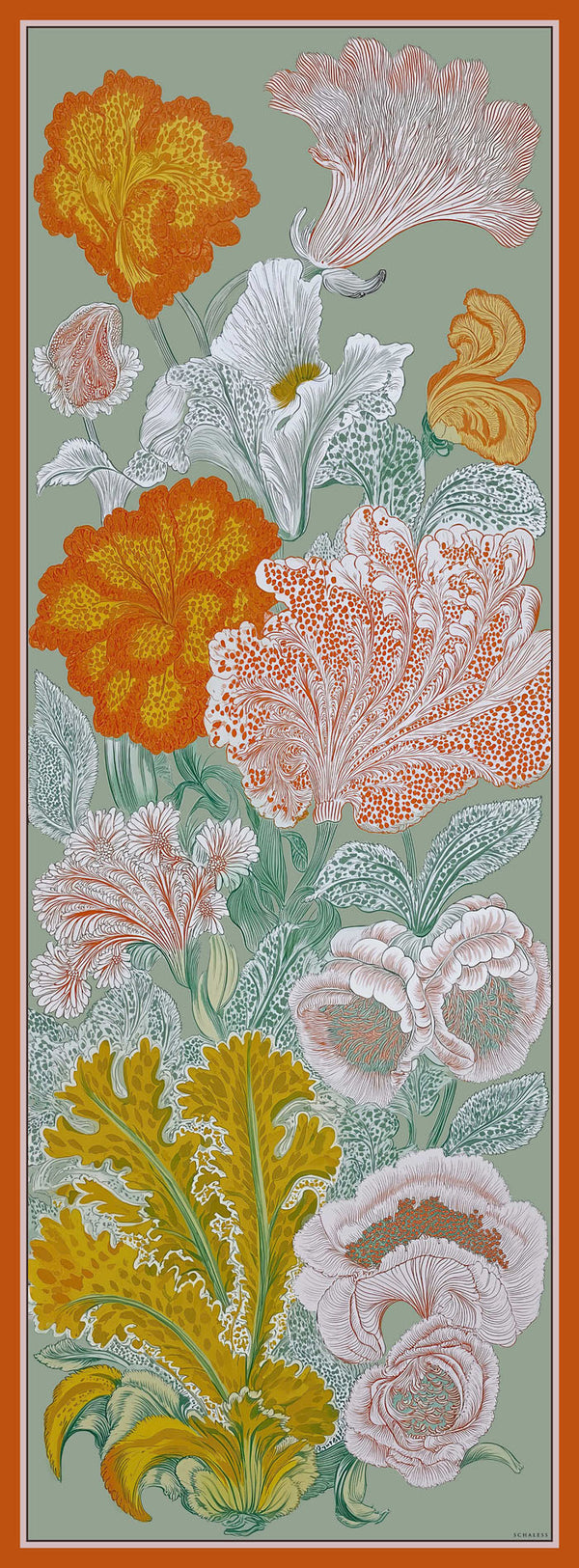 Efilia Desenli Şal - Mercan Bahçesi - Kiremit