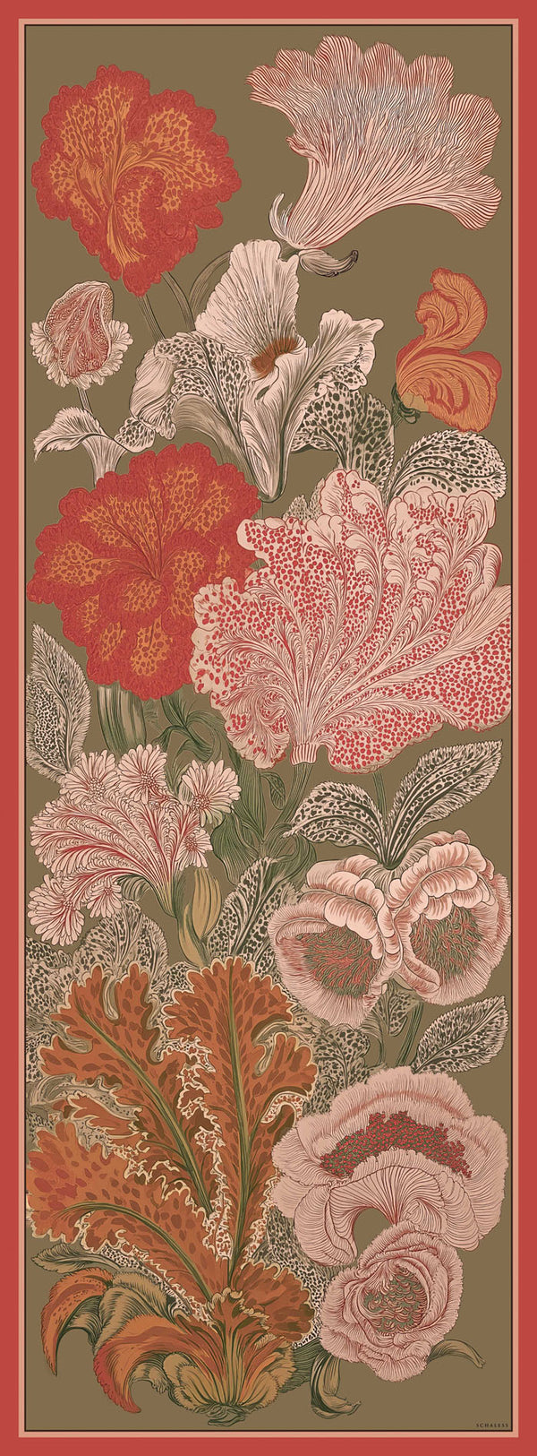 Efilia Desenli Şal - Mercan Bahçesi - Bordo