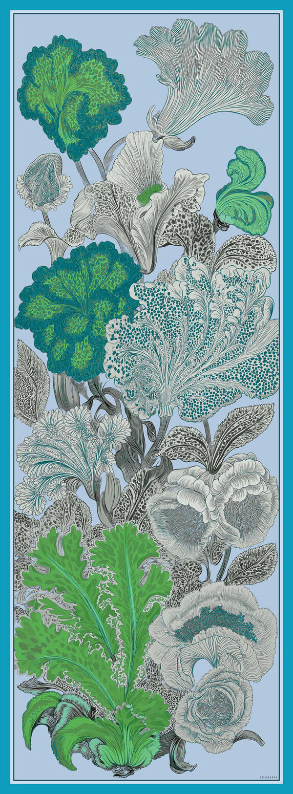 Efilia Desenli Şal - Mercan Bahçesi - Mavi