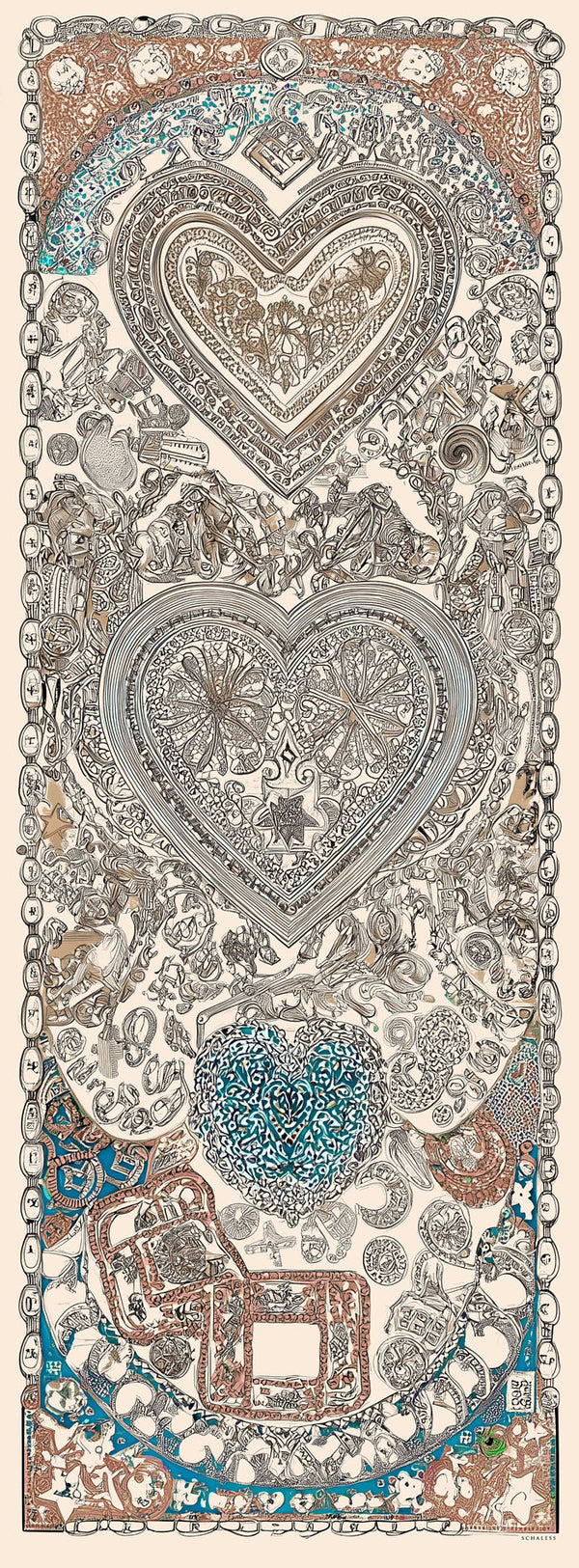 Efilia Desenli Şal - Sonsuz Aşk - Somon