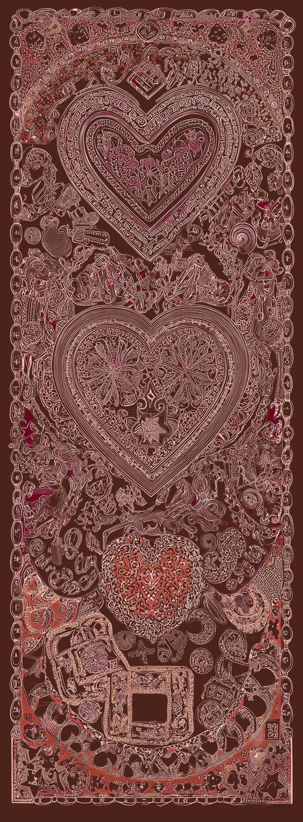 Efilia Desenli Şal - Sonsuz Aşk - Kahverengi