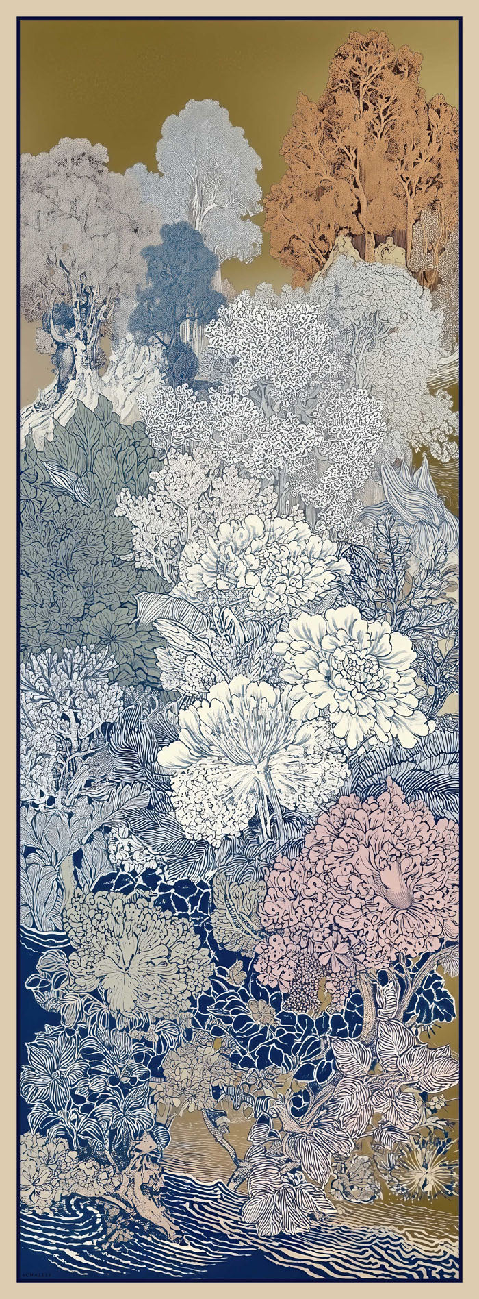 Efilia Desenli Şal - Sessiz Mevsimler - Gold