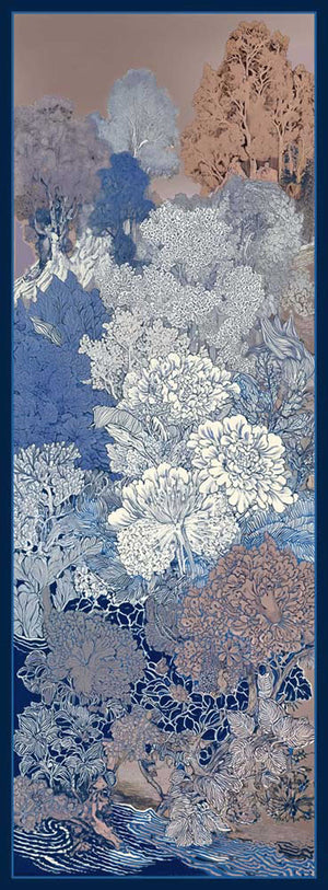 Efilia Desenli Şal - Sessiz Mevsimler - Lacivert