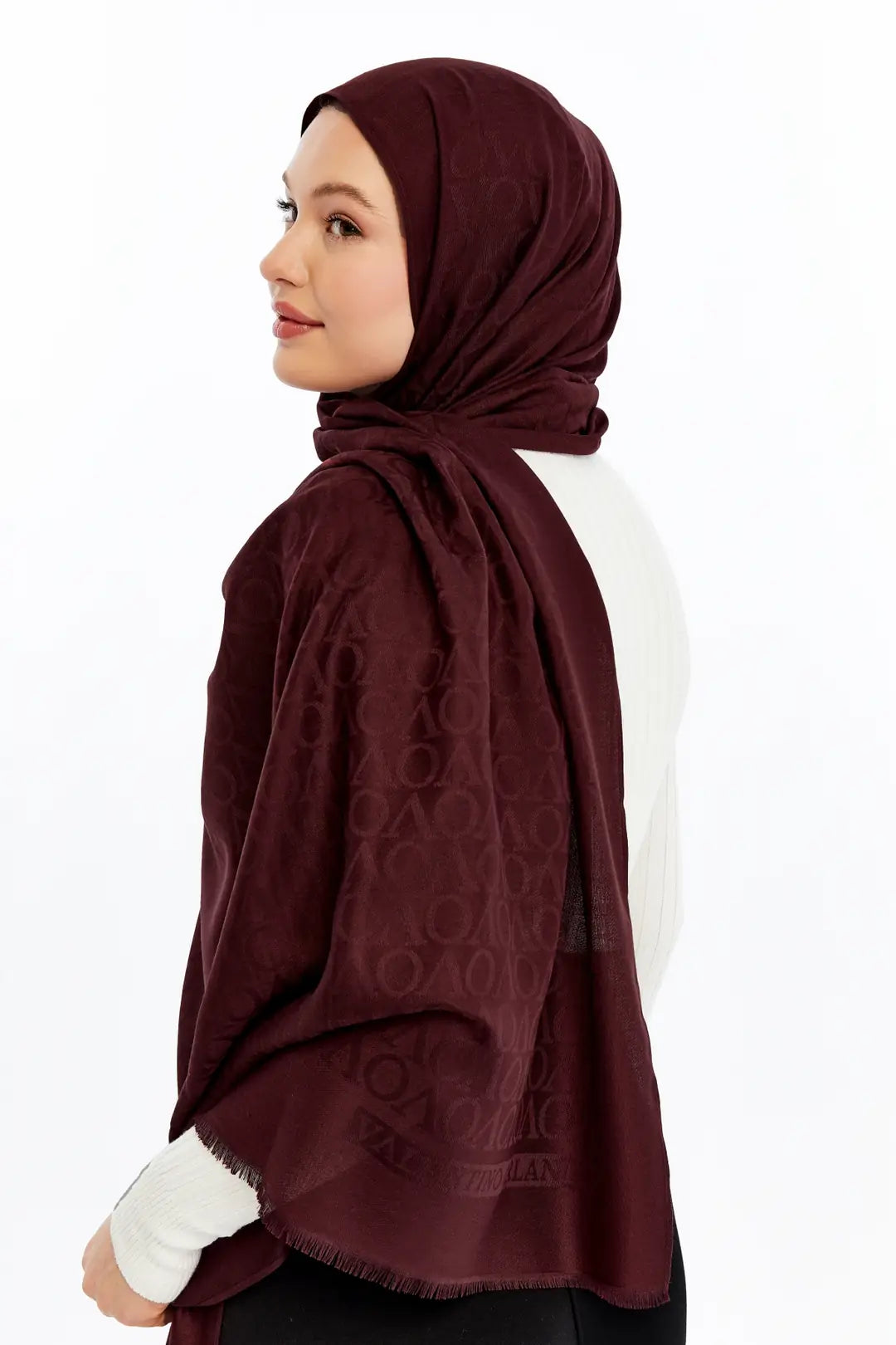 Lana VO Desen Şal - Bordo