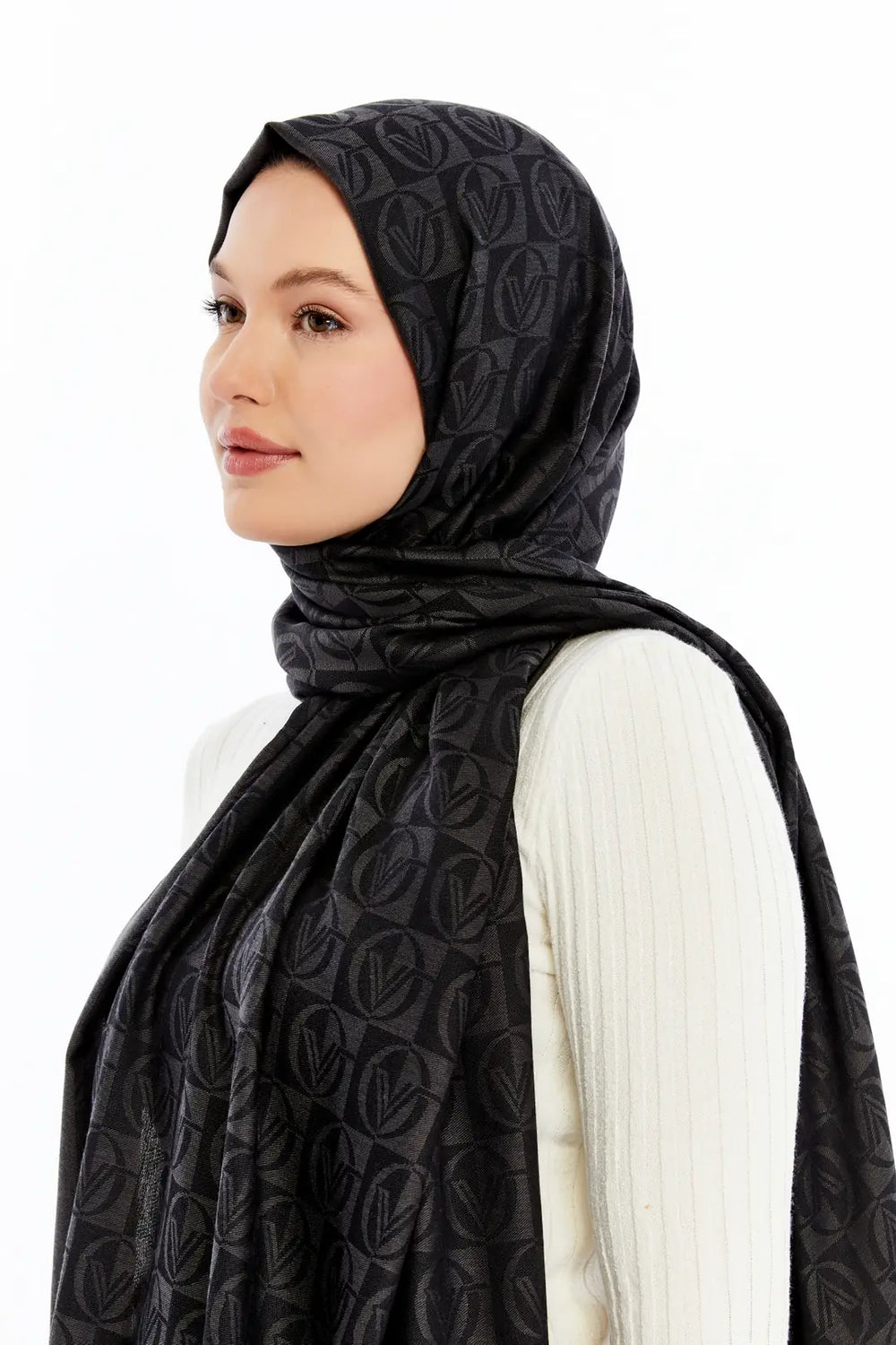 Lana Dama Desen Şal - Füme