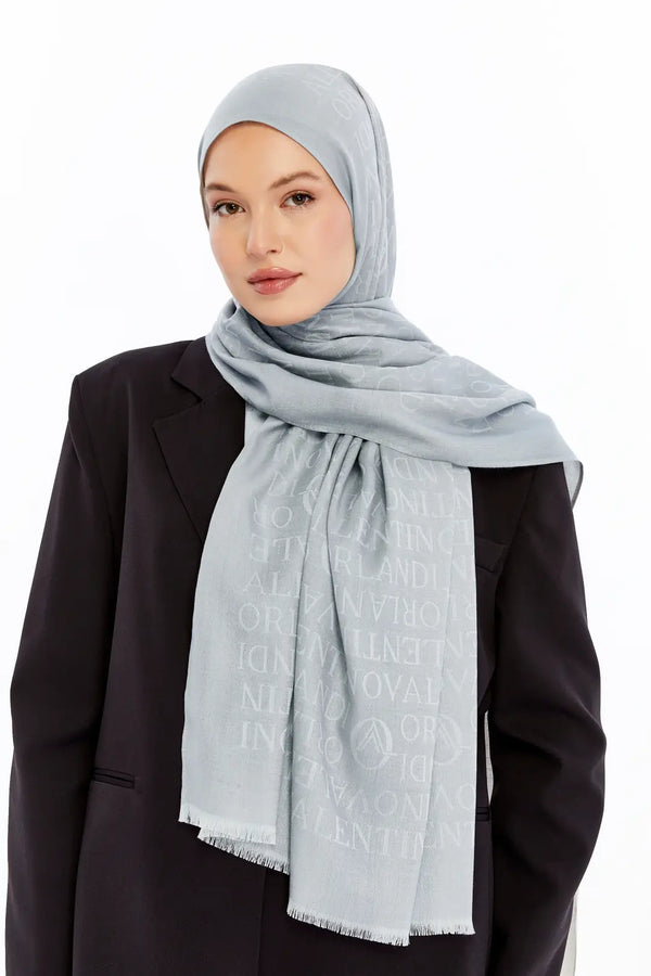 Lana Logo Desen Şal - Buz Mavisi