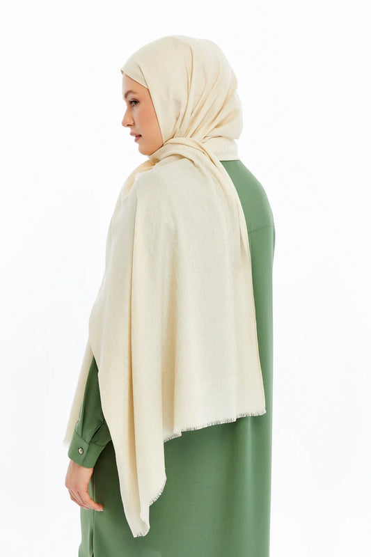 Lana VO Desen Şal - Krem