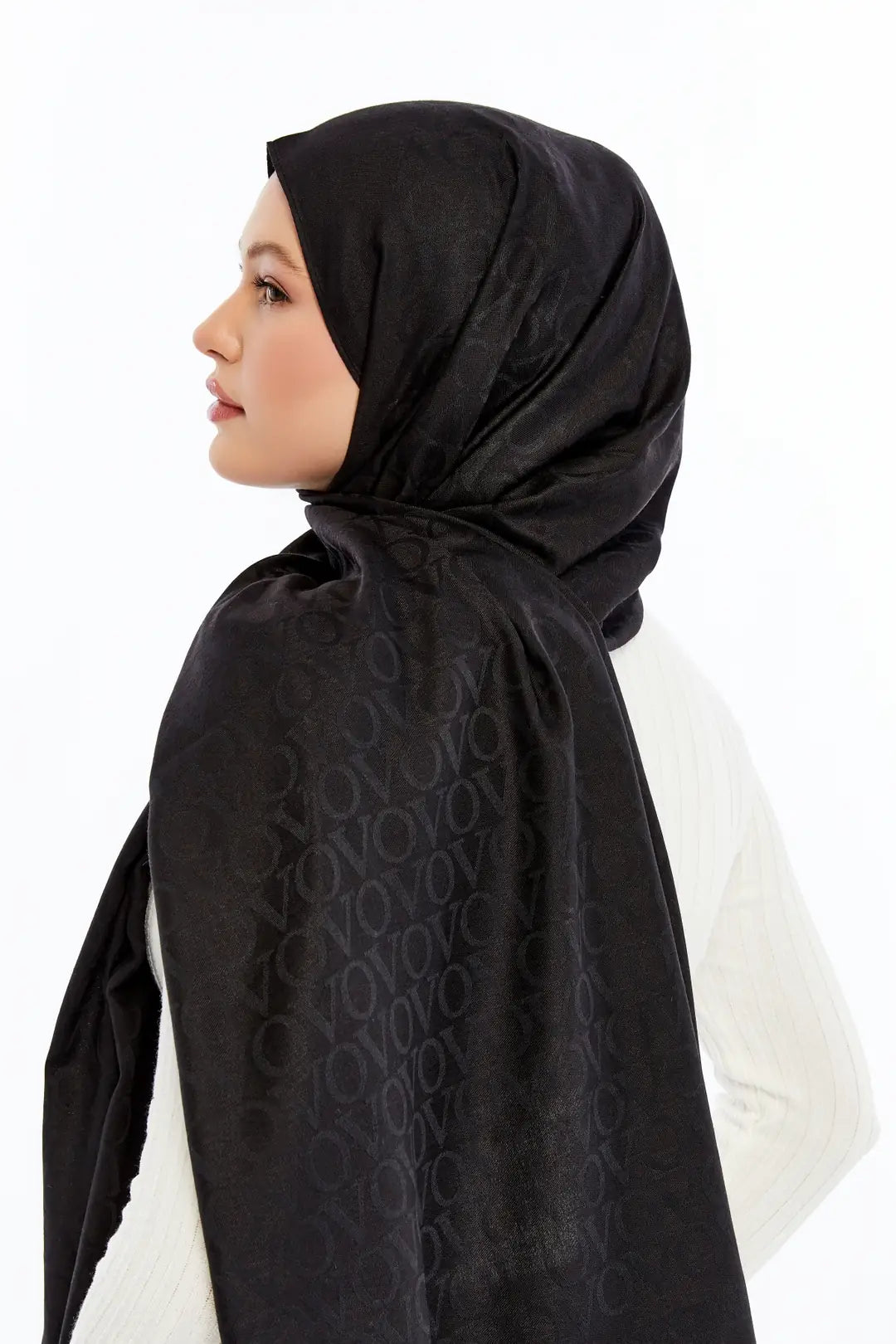 Lana VO Desen Şal - Siyah