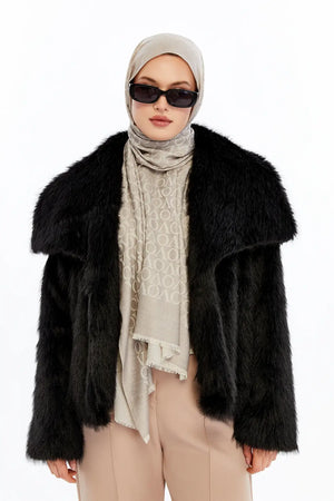 Lana VO Desen Şal - Latte