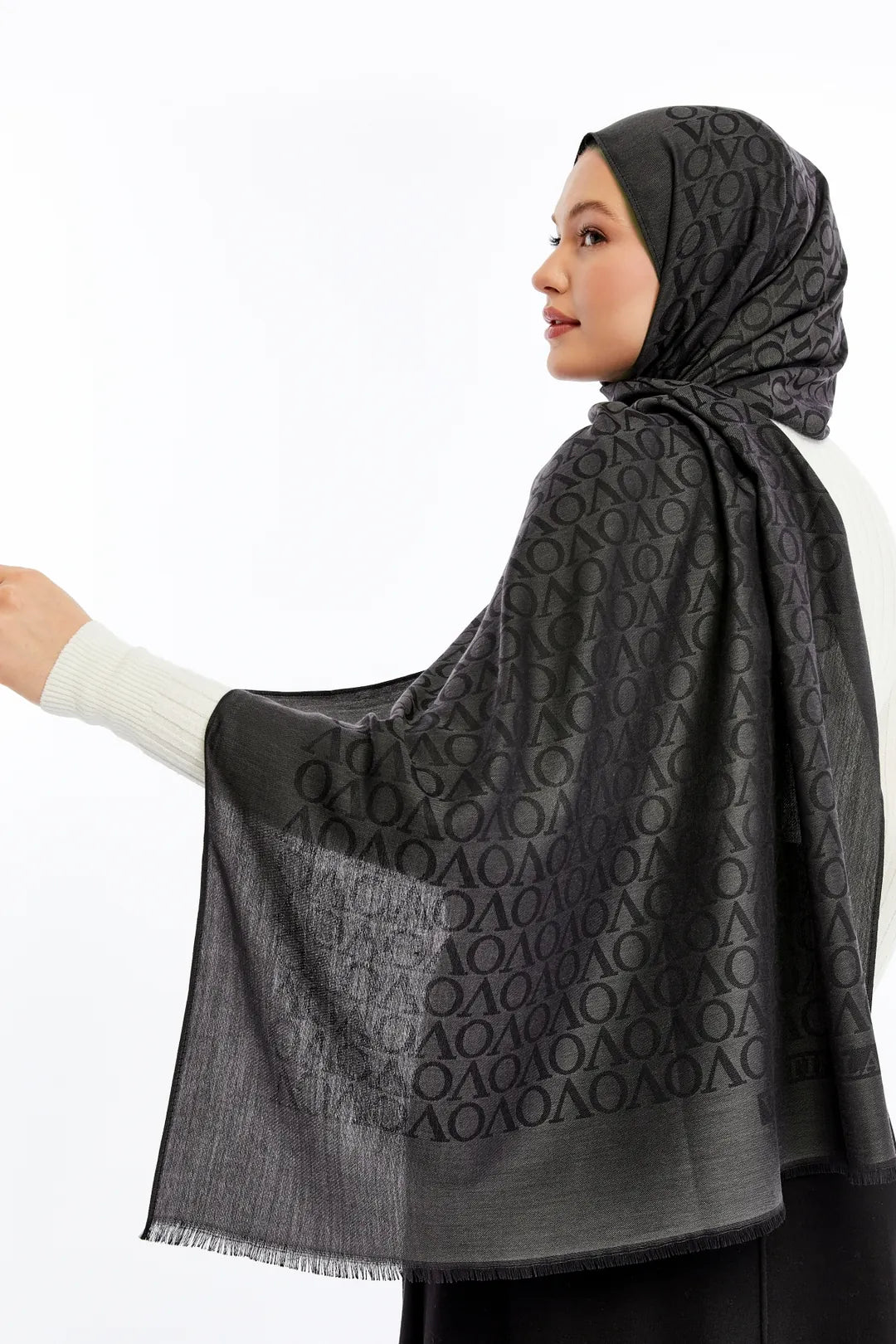 Lana VO Desen Şal - Füme