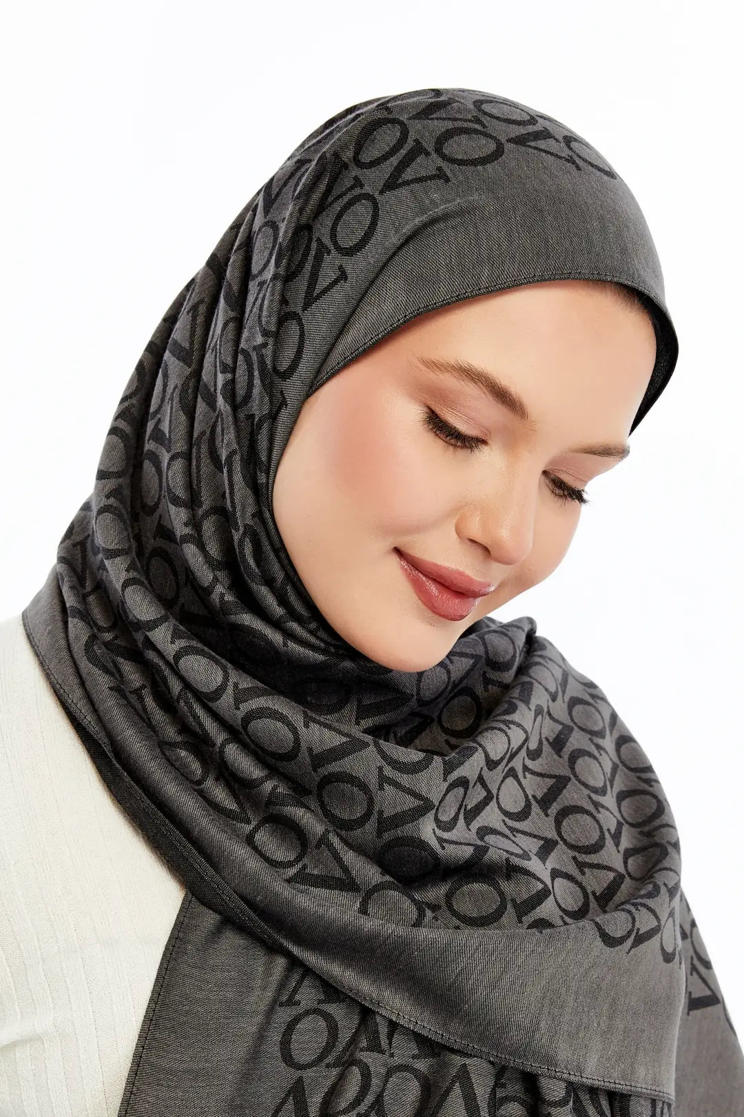 Lana VO Desen Şal - Koyu Gri