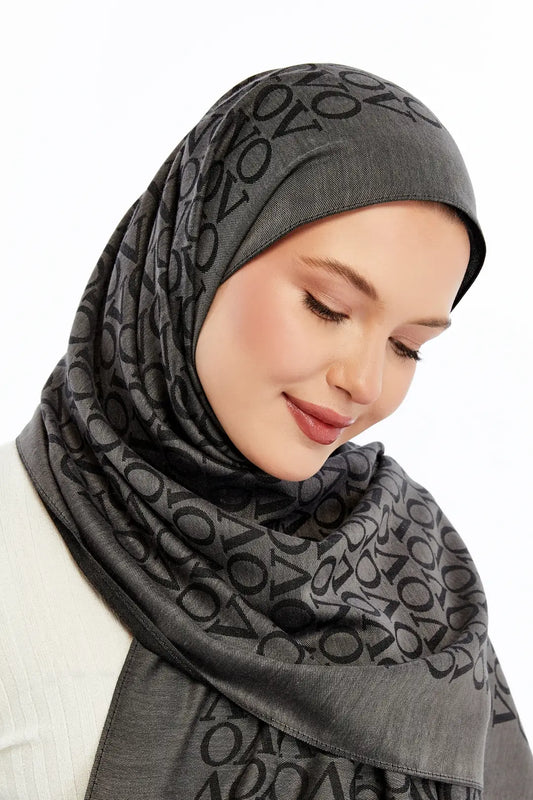 Lana VO Desen Şal - Koyu Gri
