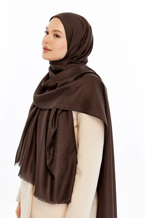 Lana Logo Desen Şal - Kahverengi