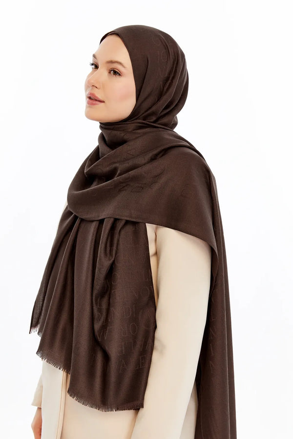 Lana Logo Desen Şal - Kahverengi