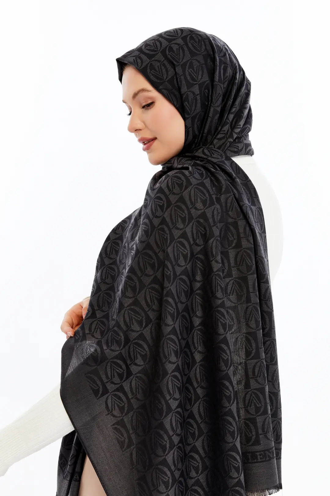 Lana Dama Desen Şal - Füme