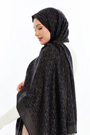 Lana Dama Desen Şal - Füme