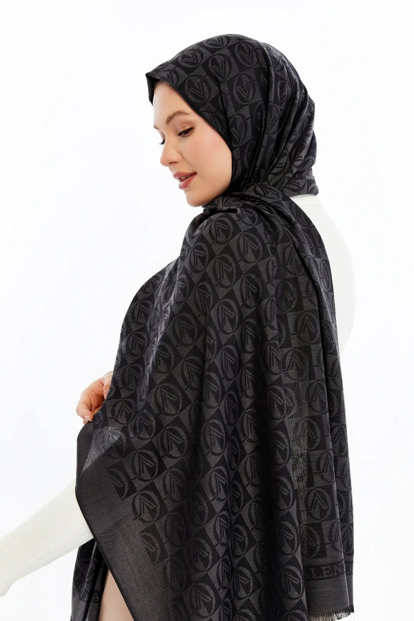 Lana Dama Desen Şal - Füme