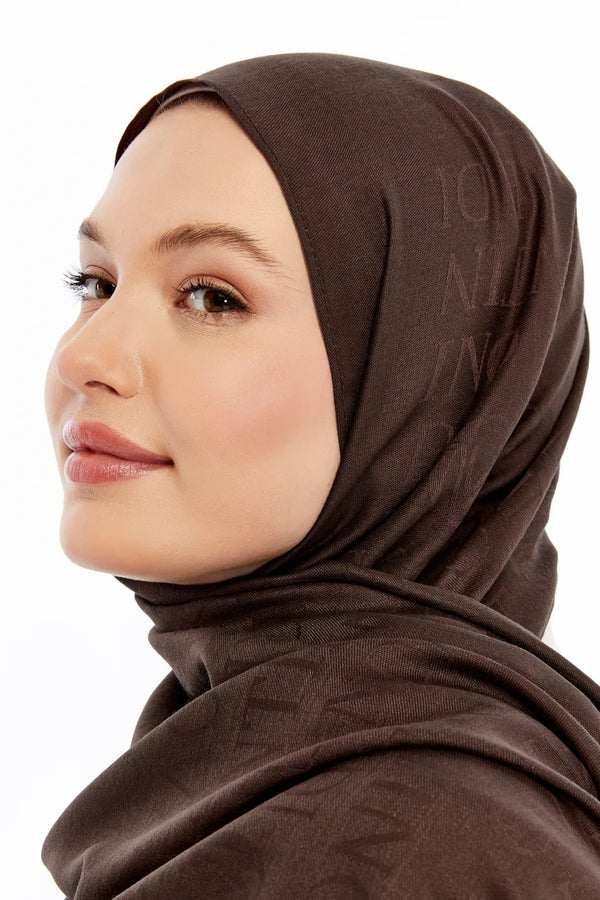 Lana Logo Desen Şal - Kahverengi