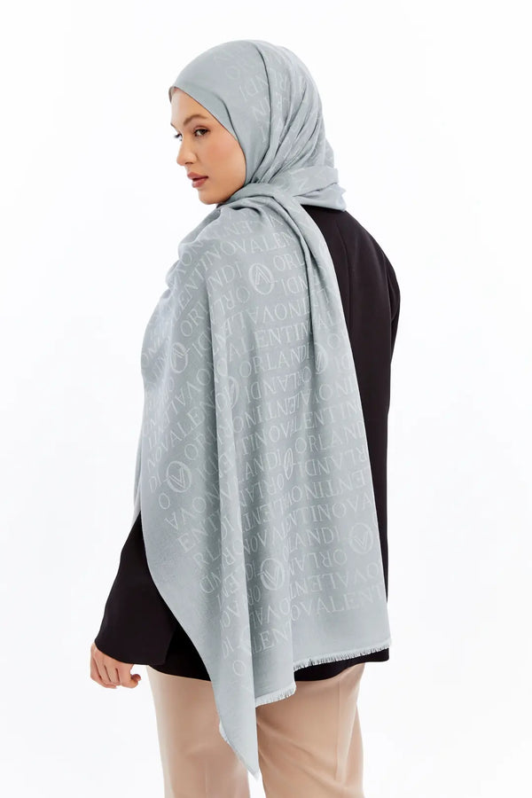Lana Logo Desen Şal - Buz Mavisi