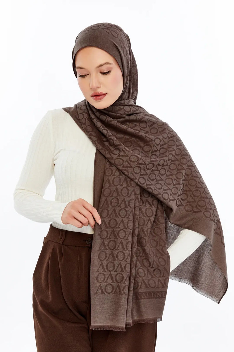 Lana VO Desen Şal - Tatlı Kahve