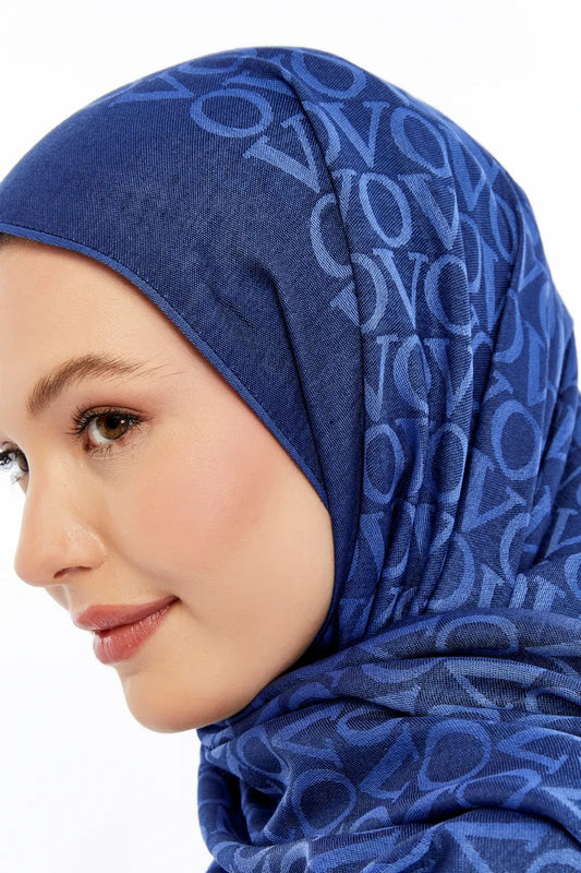 Lana VO Desen Şal - Parlament Mavisi