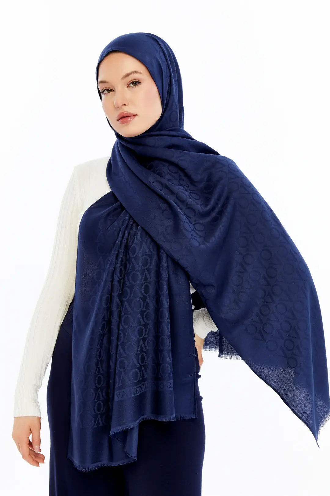 Lana VO Desen Şal - Lacivert