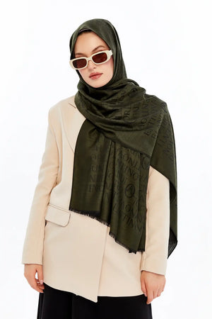Lana Logo Desen Şal - Haki Yeşili
