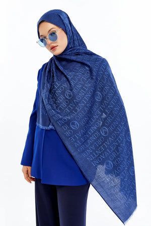 Lana Logo Desen Şal - Parlament Mavisi