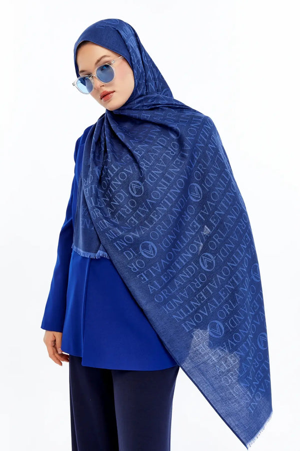 Lana Logo Desen Şal - Parlament Mavisi