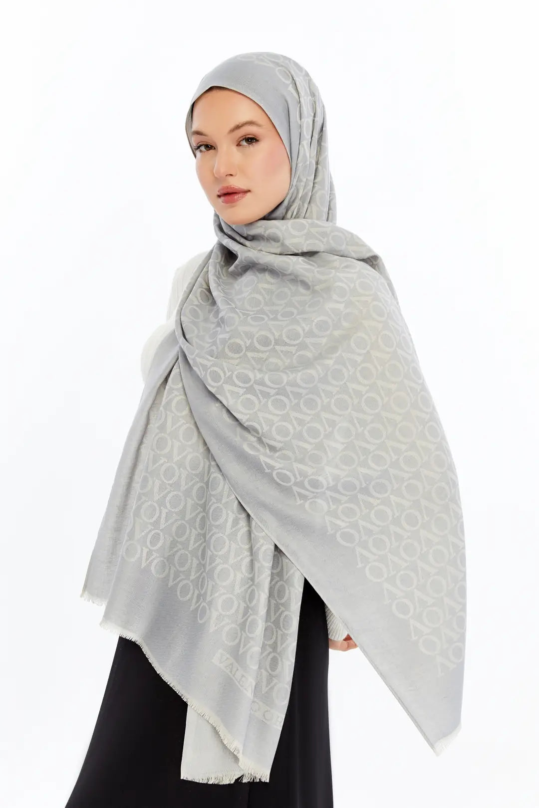 Lana VO Desen Şal - Buz Mavisi