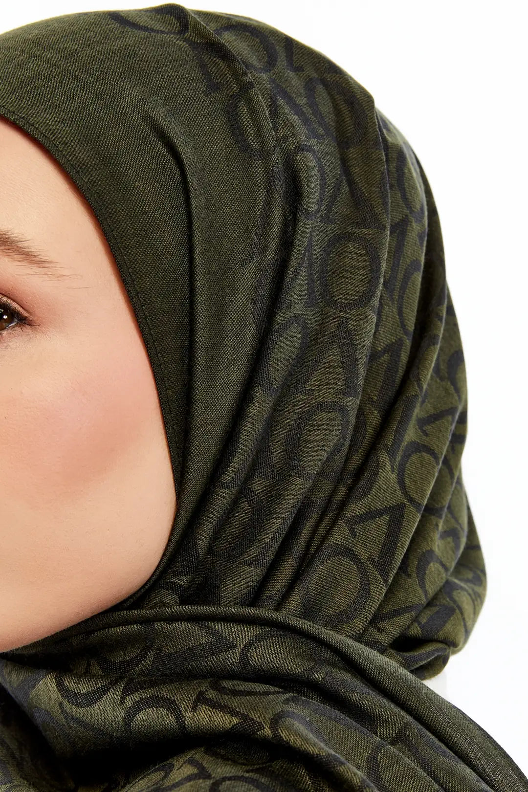 Lana VO Desen Şal - Haki Yeşili