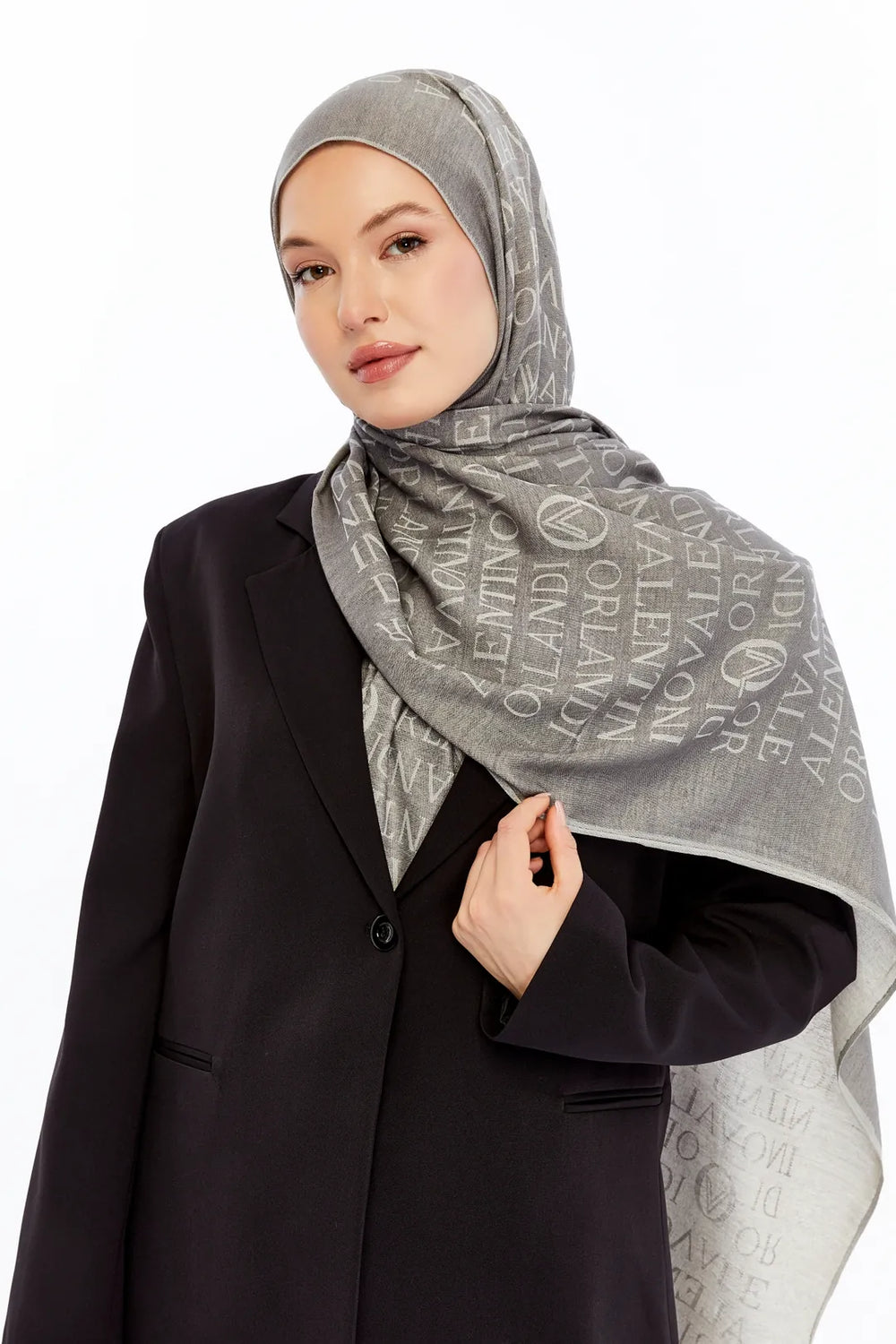 Lana Logo Desen Şal - Gri