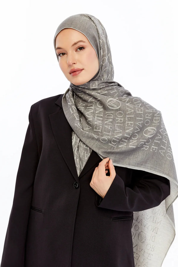 Lana Logo Desen Şal - Gri