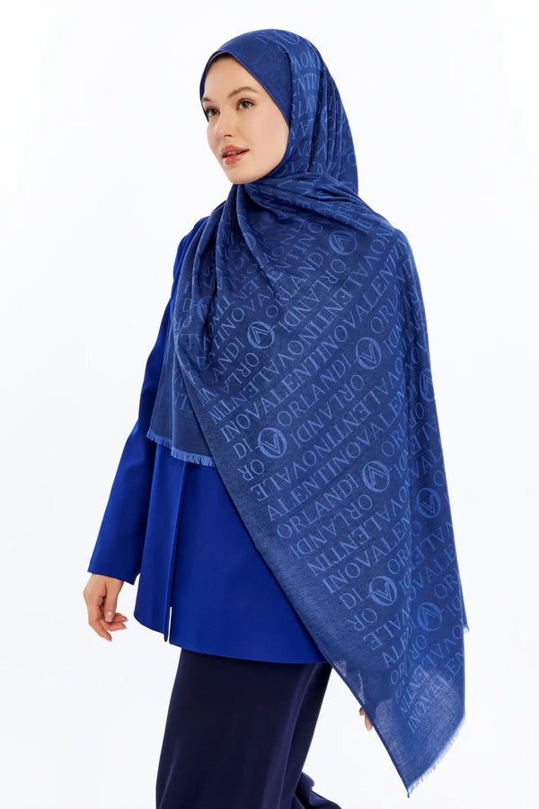 Lana Logo Desen Şal - Parlament Mavisi