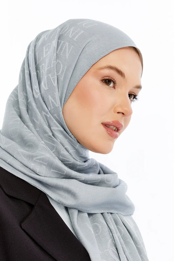 Lana Logo Desen Şal - Buz Mavisi