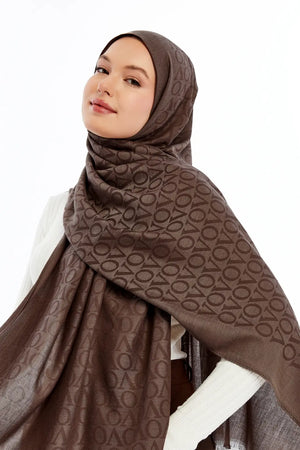 Lana VO Desen Şal - Tatlı Kahve