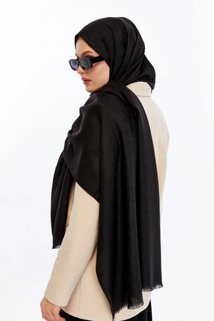 Lana Logo Desen Şal - Siyah