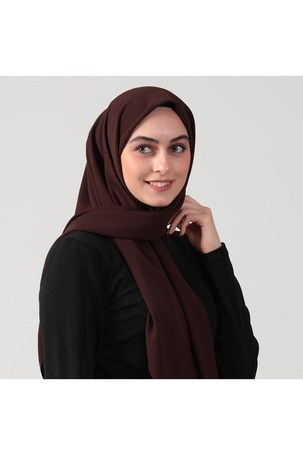 Medine İpeği Eşarp 110 x 110 cm - Koyu Kahve