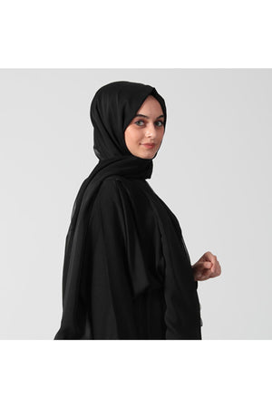 Janjanlı Şifon Şal - Siyah