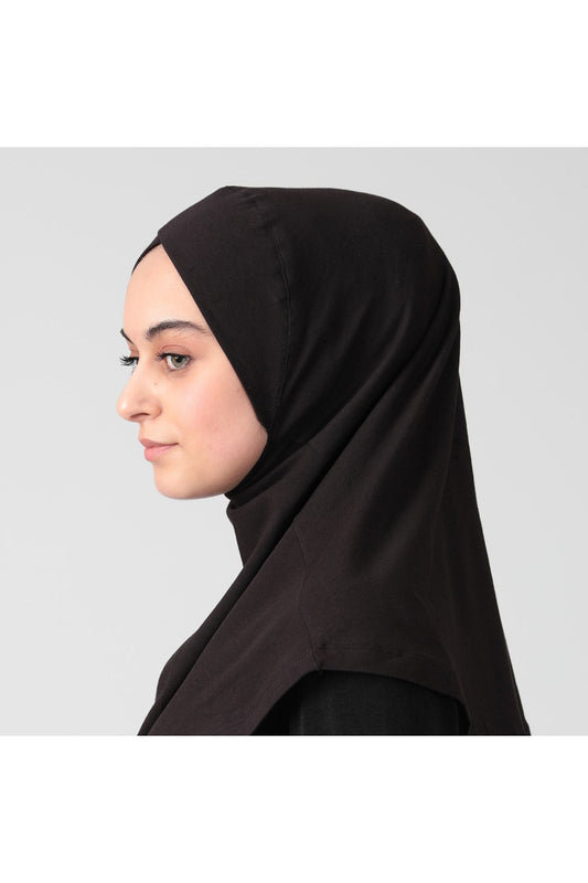 Boyunluklu Hijab Bone - Çapraz - Siyah